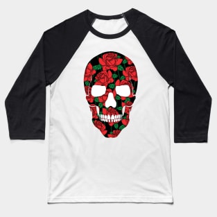 Skull Skeleton Roses Halloween Women Men Boys Girls Baseball T-Shirt